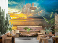 Dramatic sky over the Borneo coast on a vivid wallpaper.