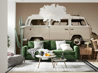 Iconic Vintage Camper Van lifestyle, freedom on four wheels wallpaper for wall.