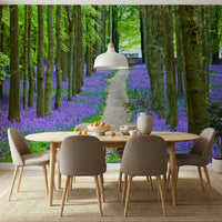 Scenic Bluebell Trail print, deep purple blooms in a natural woodland.