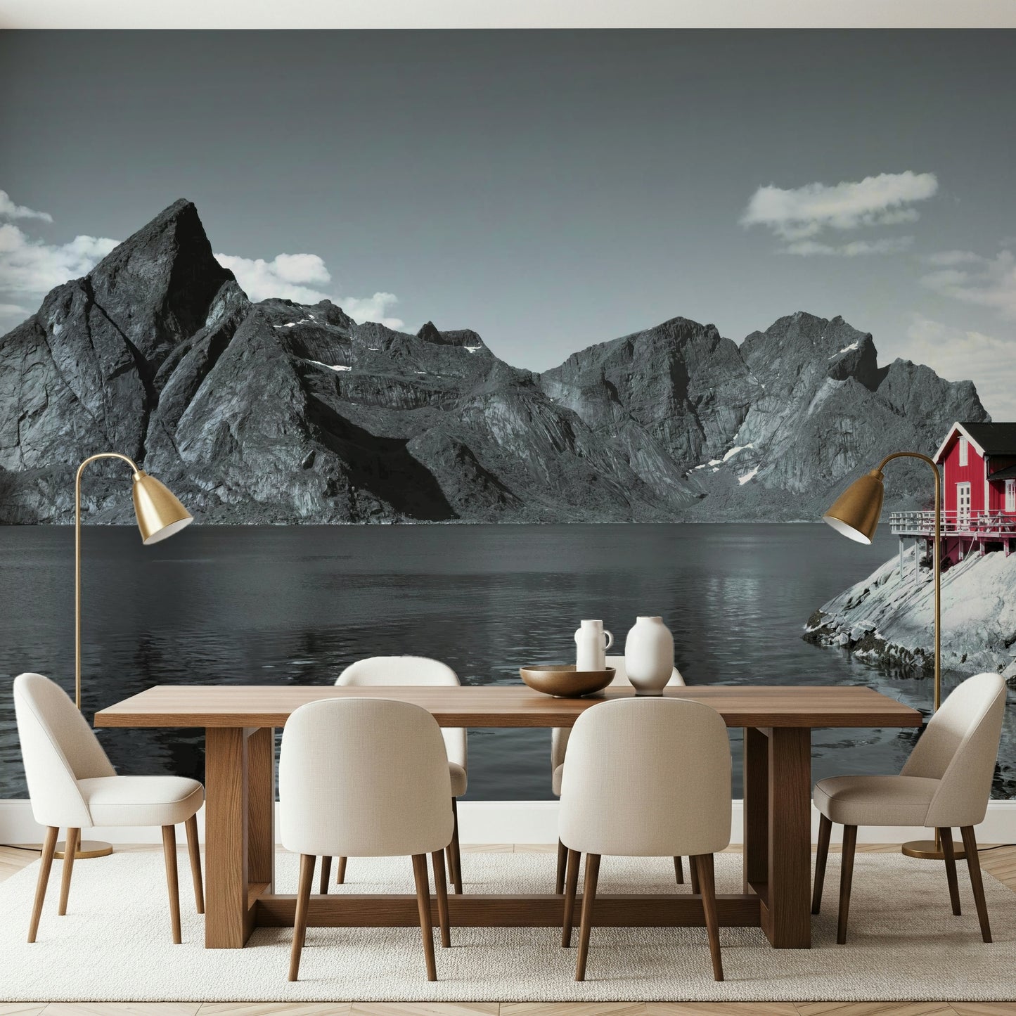 Calm water texture in Fjord Home Wall Mural nature scene.