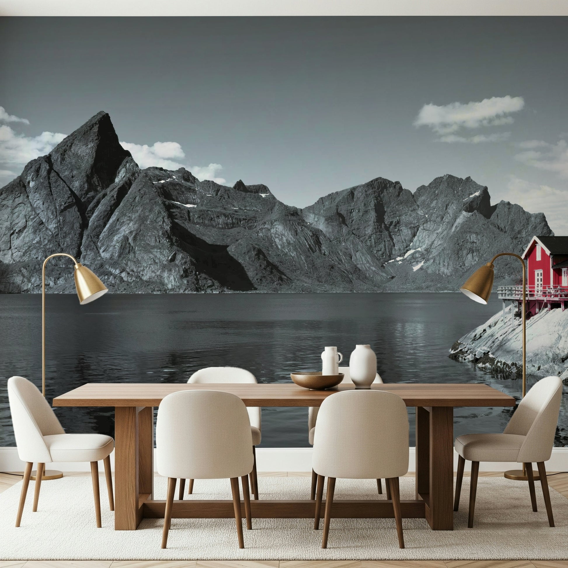 Calm water texture in Fjord Home Wall Mural nature scene.