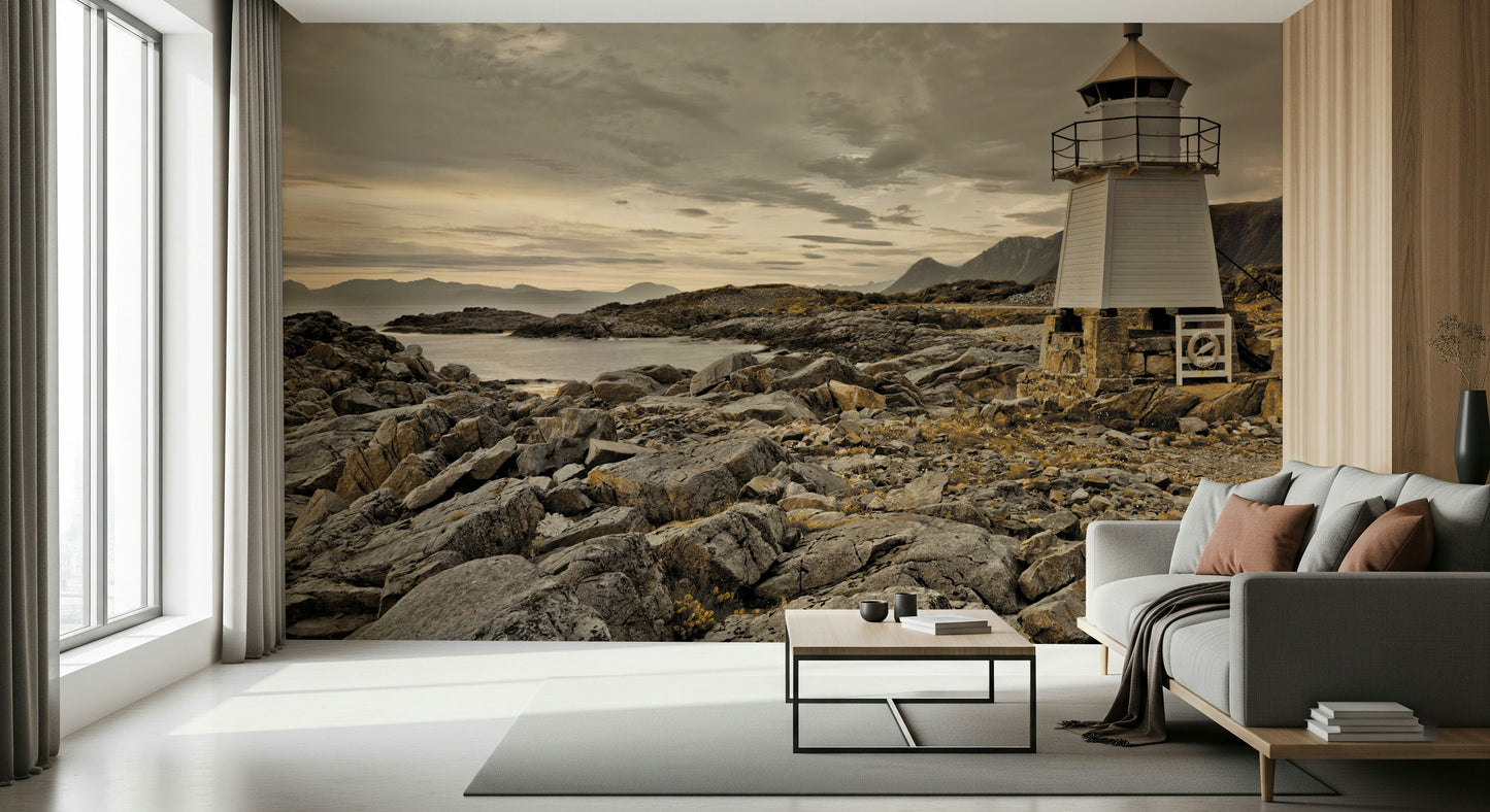Textured grey rocks in Guardian of the Coast wallpaper mural photography.