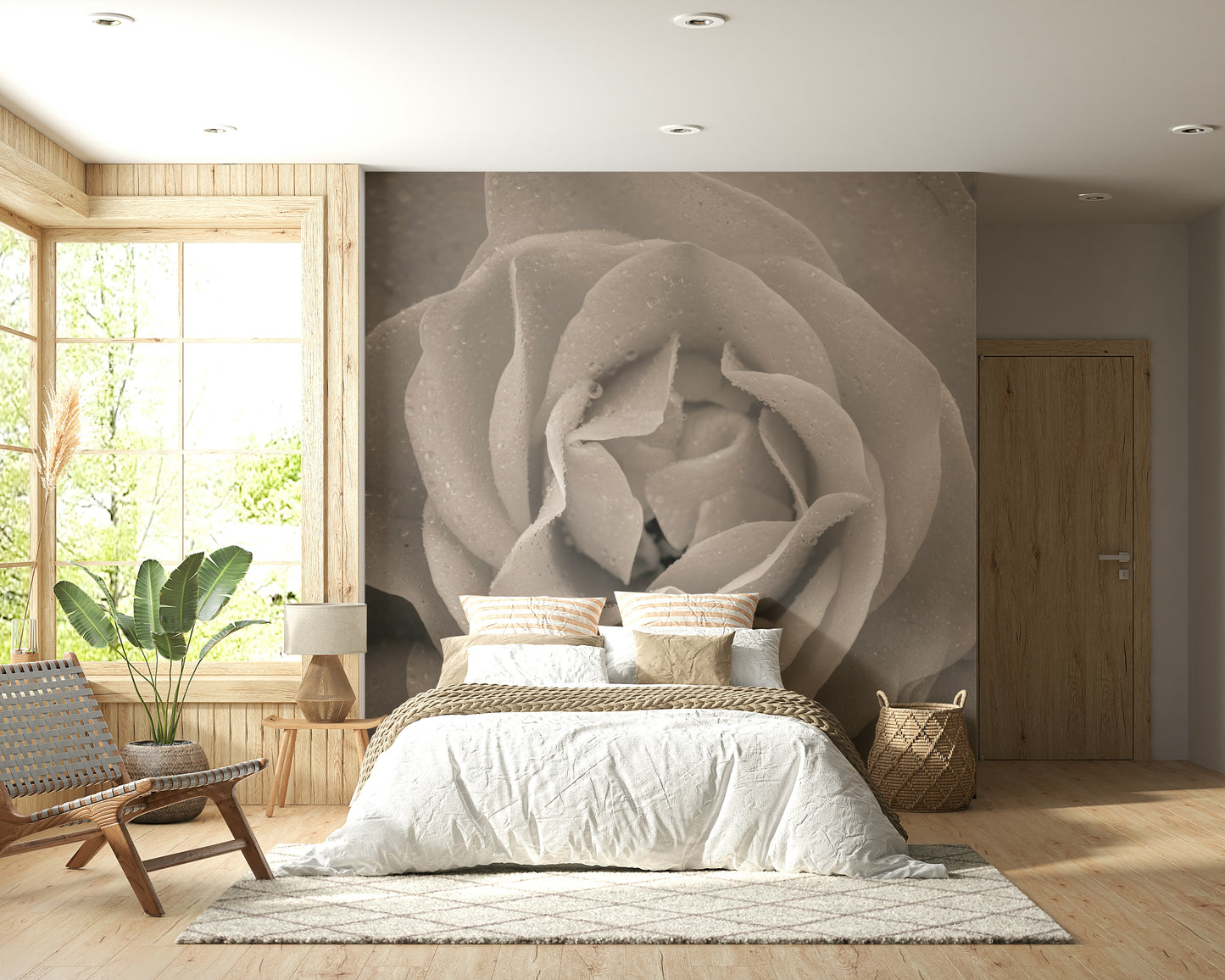 Moody floral Sepia Rose wallpaper mural perfect for creating a cozy nook.