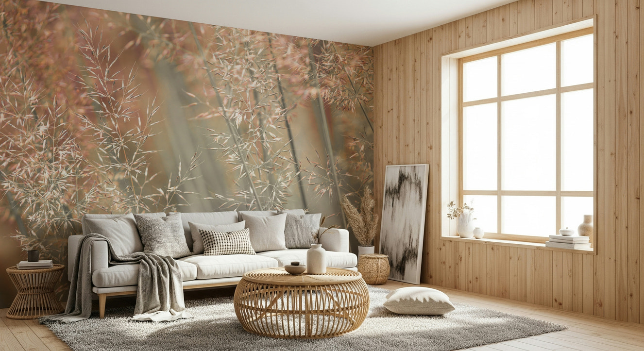Ethereal silver stems feature on Fountain Grass Wall Mural nature art.