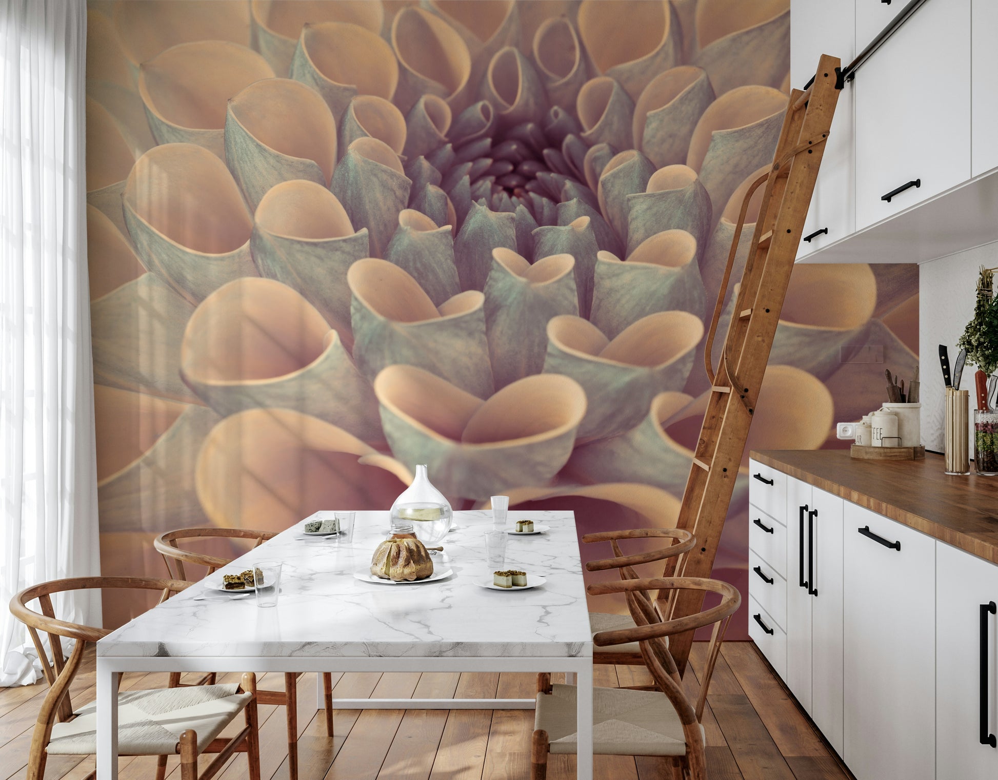 High resolution organic art Dahlia Petals Wall Mural peel and stick.
