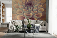 Intricate geometric flower center on Dahlia Petals Wall Mural nature backdrop.