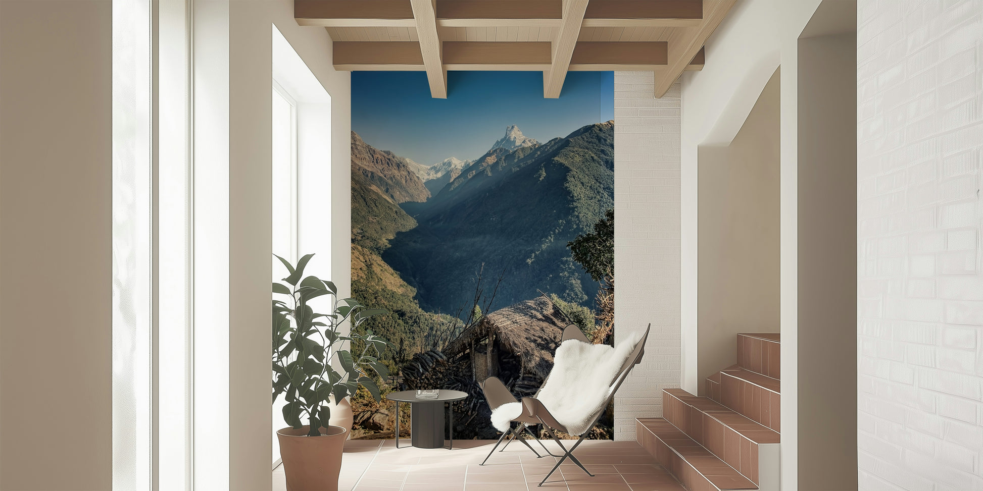 Rugged terrain close up on Mountain Hut Vista Wall Mural adventure theme.