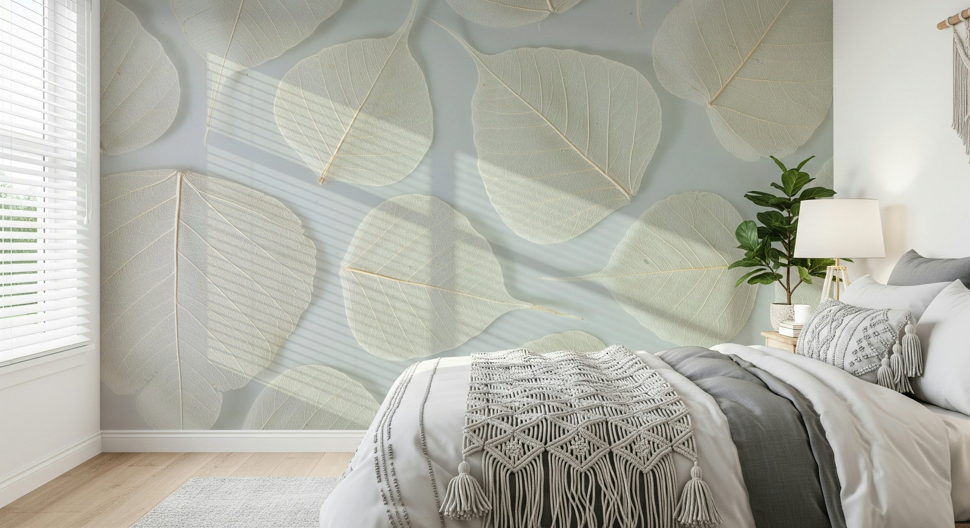 Delicate leaf background Fragile Elegance Wall Mural wallcovering design.