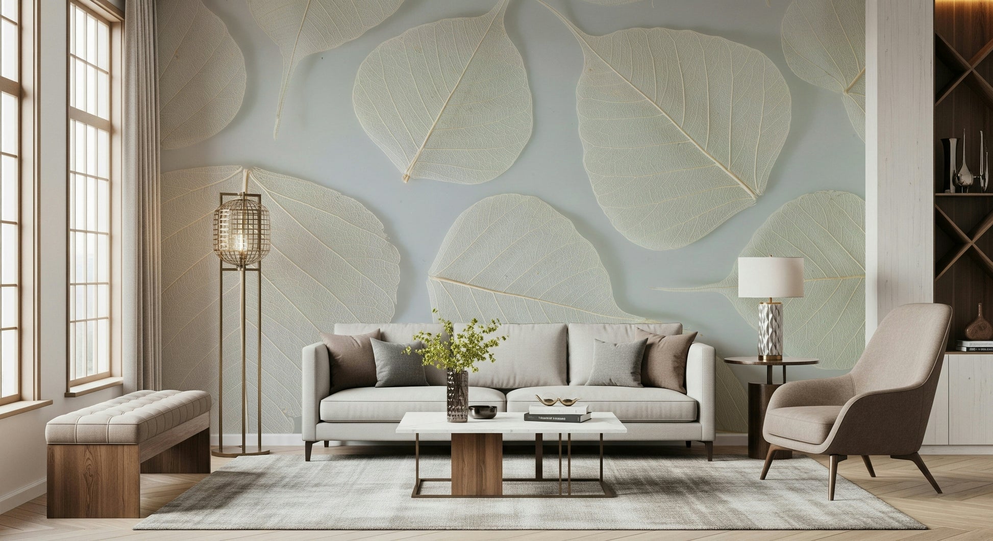 Beautiful natural pattern Fragile Elegance Wall Mural, unique white scene.