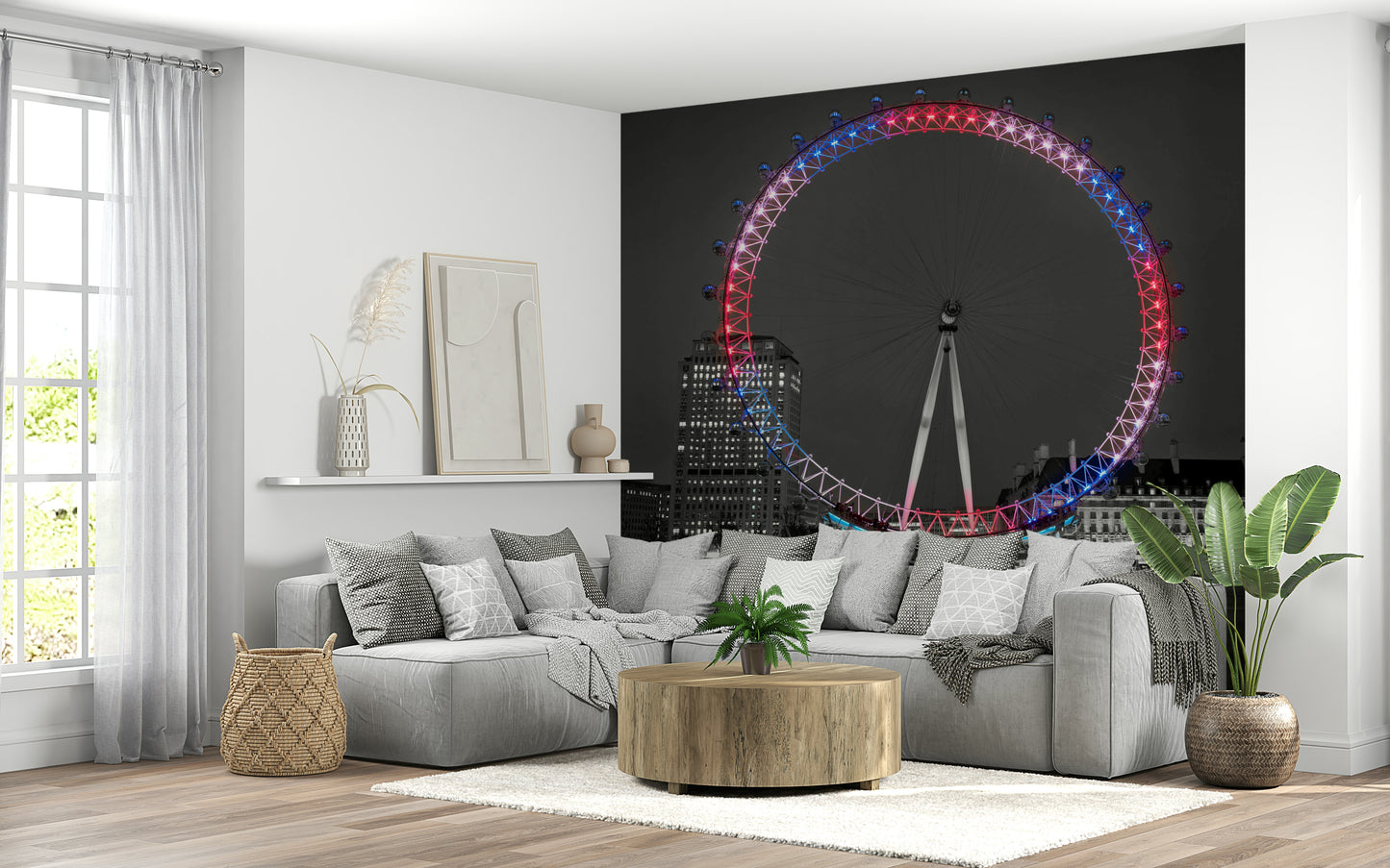 London at night, stunning wheel reflection, great detail Wall Mural.