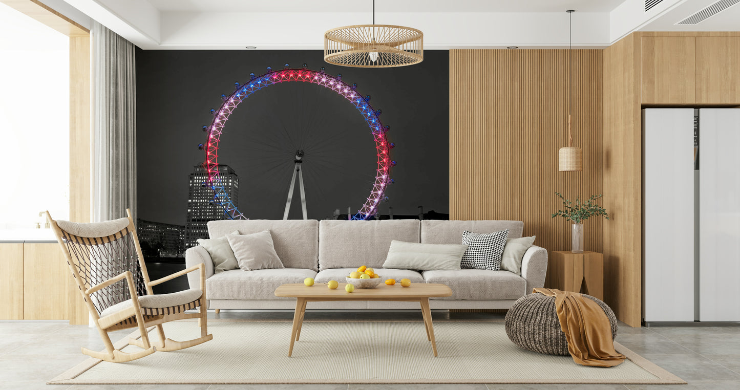 Iconic landmark, red and blue lighting, beautiful Wall Mural decor.