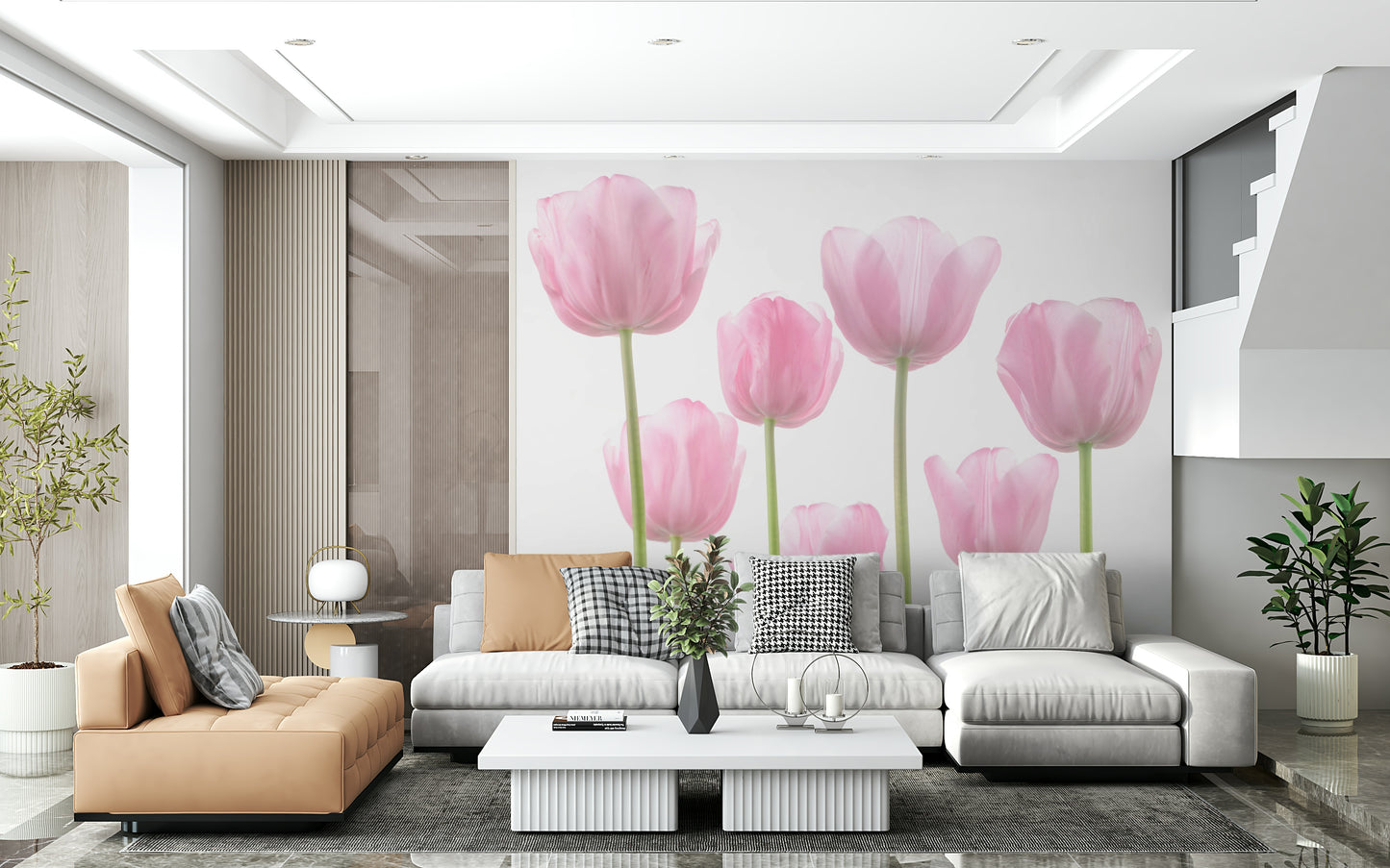 Tulip Bulbs decoration, beautiful spring flowers, unique light background.