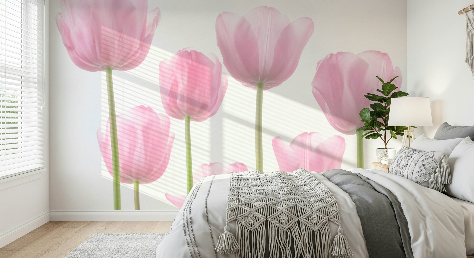 Vibrant pink tulip blooms, artistic nature photo, unique wallpaper view.