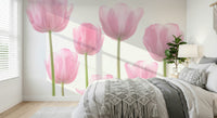 Vibrant pink tulip blooms, artistic nature photo, unique wallpaper view.