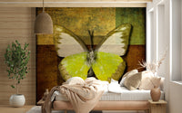 Grungy style art, striking butterfly image, unique Golden Wings decor.