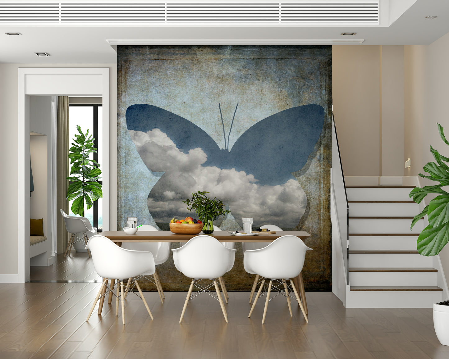 Conceptual butterfly print, textured wall mural, Butterfly Dreamscape.