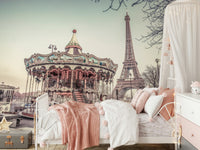 Eiffel Tower tourism Carousel and the Eiffel tower  wallcovering design.