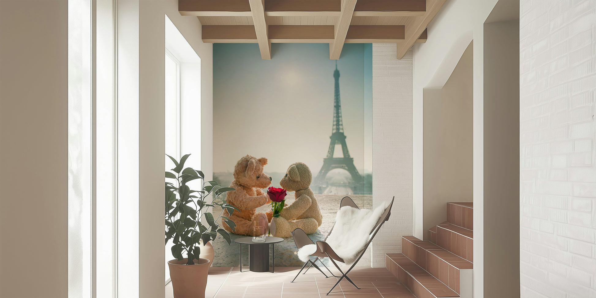 Sweet teddy bears Bears in Love Wall Mural, children's room wallpaper.