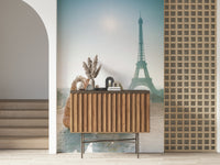 Whimsical Parisian Bears in Love Wall Mural, stunning kids room art.