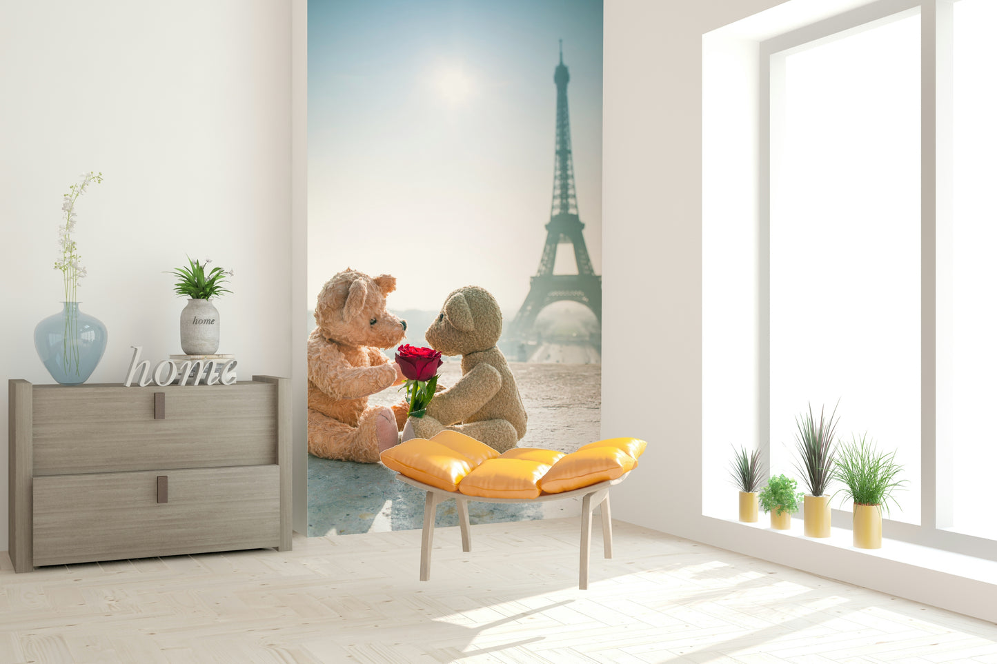 Sentimental teddy Bears in Love, premium quality wall covering.