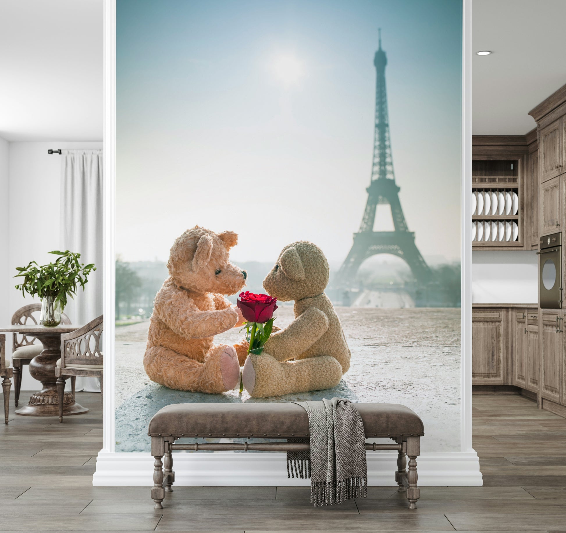 Two cuddly bears Bears in Love Wall Mural romantic wall art.
