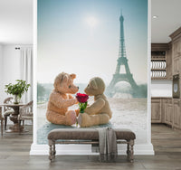 Two cuddly bears Bears in Love Wall Mural romantic wall art.