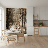 Moody sepia tone steps Montmartre stairs unique wallpaper mural.