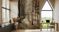 Quiet city steps Montmartre stairs  wallcovering design.