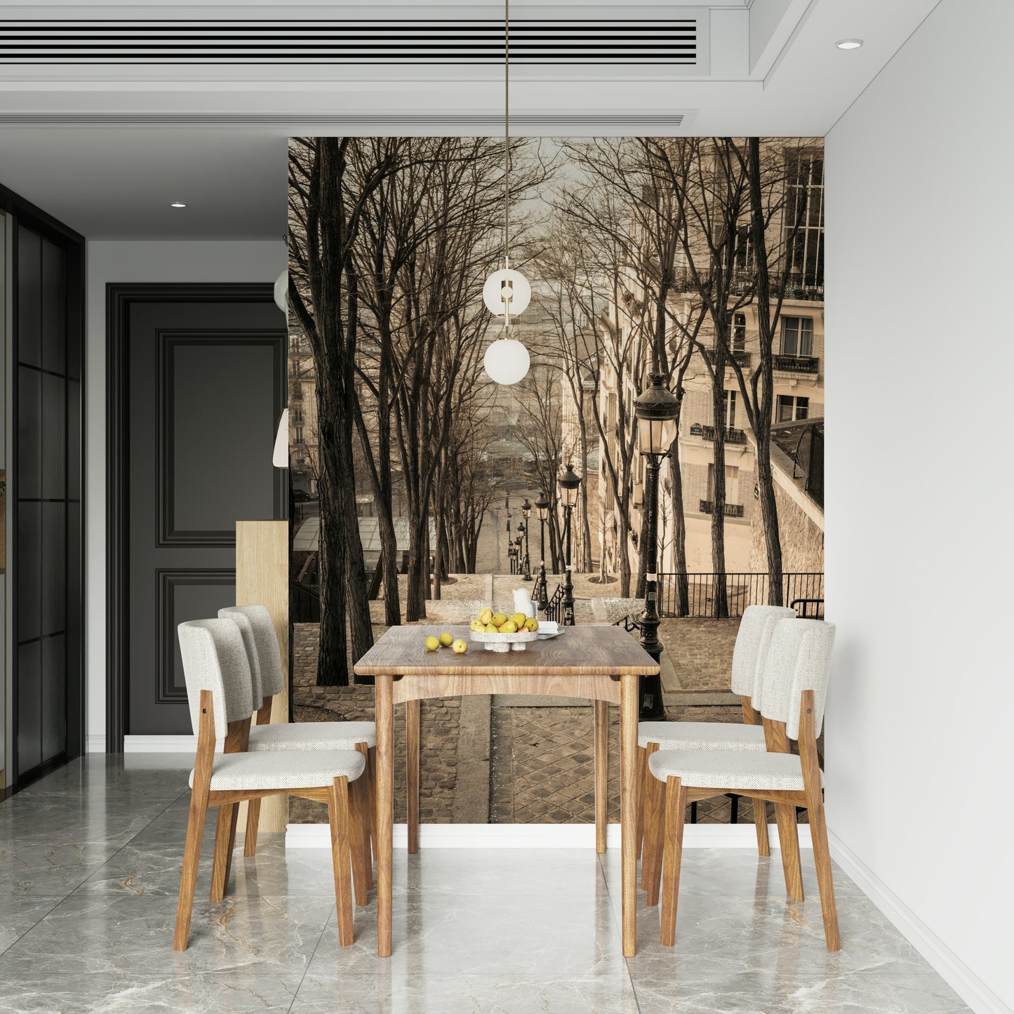 Historic Paris staircase Montmartre stairs scenic wall mural.