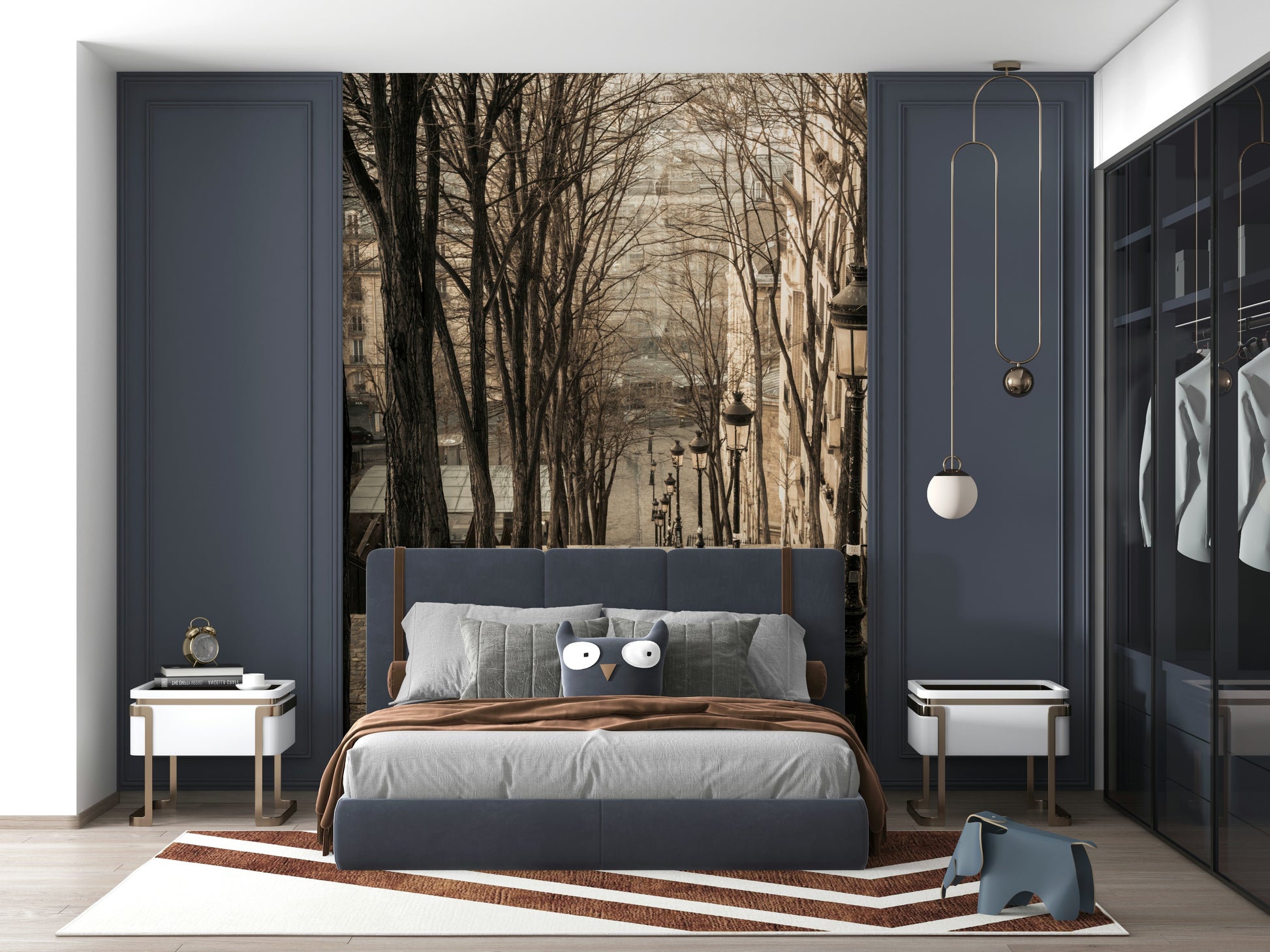 Elegant old railings Montmartre stairs gorgeous large-format wallpaper.