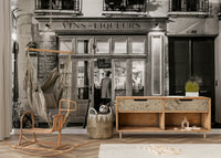 Atmospheric wine shop Vins-Liqueurs unique wall decor.