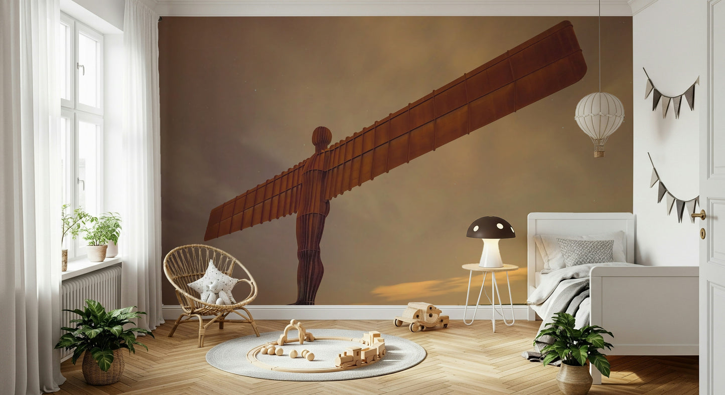 Low angle perspective Angel of the North Wall Mural, powerful peel and stick wallpaper.
