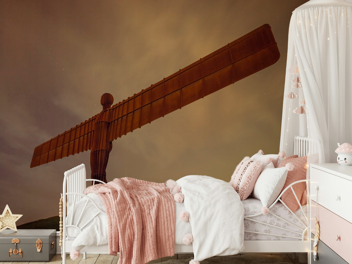 Anthony Gormley's Angel of the North Wall Mural, majestic industrial wall art.