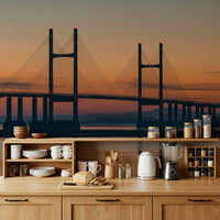 Architectural silhouette Severn Bridge at Dusk Wall Mural, gorgeous interior wall covering.