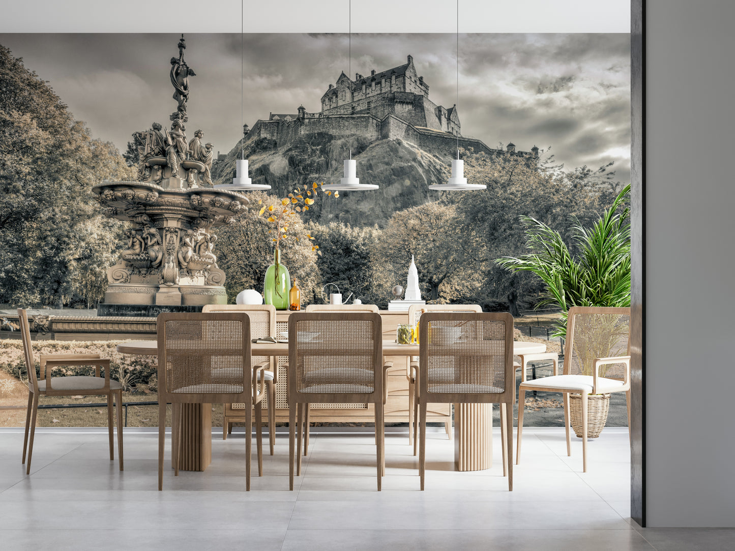 Famous Scottish landmark Edinburgh Castle Vista Wall Mural, captivating wallcovering.