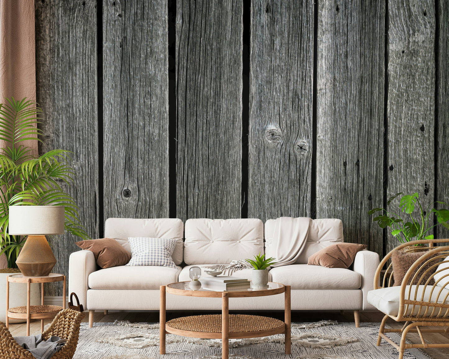 Rustic fence aesthetic Weathered Wood Panel Wall Mural, textured wallpaper.