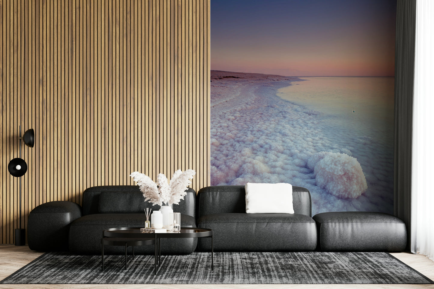 Vertical scenic wallpaper mural of the Dead Sea Coastline.