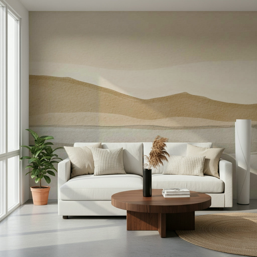 Flowing Serene Sandscape smooth surface wall mural for hallway