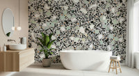 Modern Grey Terrazzo mint green flecked wallpaper for walls design
