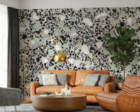Architectural Modern Grey Terrazzo black and white wall mural pattern