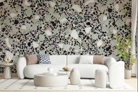 Minimalist Modern Grey Terrazzo speckled wall mural covering look