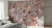 Rose-toned Terrazzo Stone wallpaper, detailed stone aggregate for walls.