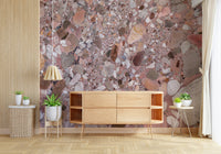 Striking Natural Terrazzo wall mural, smooth stone texture, irregular shapes.