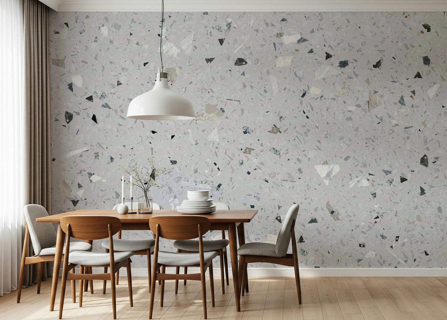 Grayscale Granite print wall mural for chic rooms.