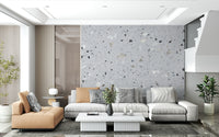 Elegant Natural Stones Terrazzo mural replication.