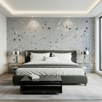 White Terrazzo aggregate design wallpaper surface.