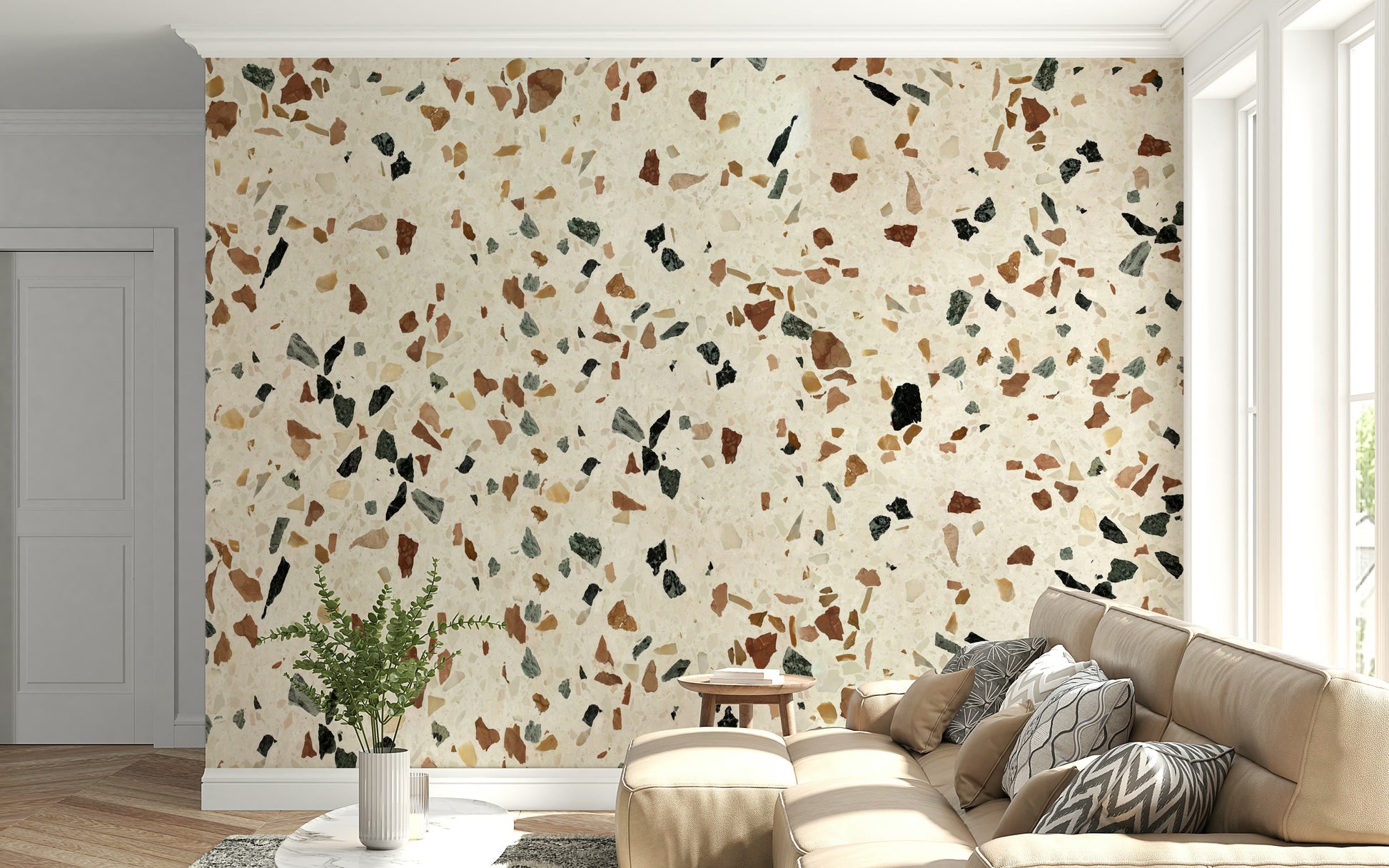 Authentic Stone Tile wallpaper for a modern living space.