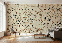 Beige Terrazzo pattern wall covering digital print.