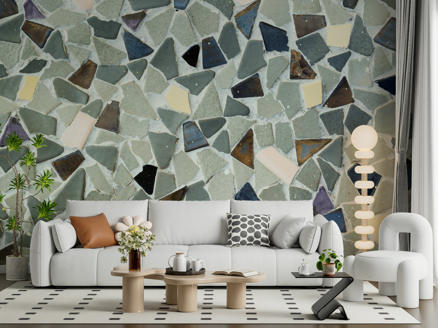 Distinctive Natural Tile Look wallpaper broken pottery element style