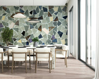 Abstract rock Mosaic Fragments mural subtle colors design